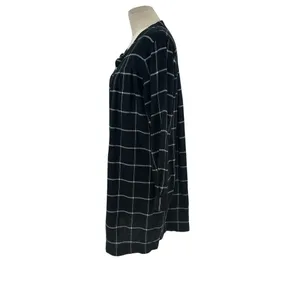 Madewell Collarless Shirtdress in Windowpane True Black‎ Size Medium thumbnail 6