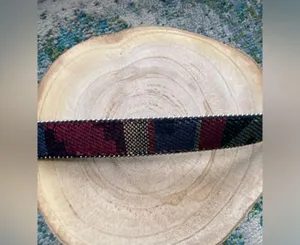 Vintage Elite western cowgirl fabric beaded belt, size medium thumbnail 5