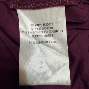 Wildfang‎ Empower Piped Short Sleeve Dress Plum Burgundy Button Front XL WD8210 thumbnail 5