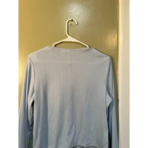 Divided H&M Womens Sz Large LightBlue Pointelle Jersey Cardigan Sweater Crewneck thumbnail 8