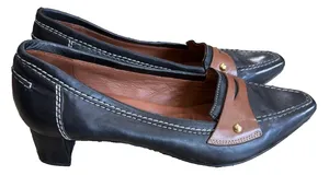 Johnston & Murphy Women's Leather Loafer Heels Black Brown Two Tone pointed 9 thumbnail 1
