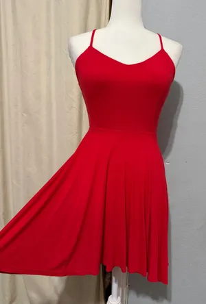 Forever 21 Red Skater Dress Small V-Neck Crisscross Back Mini Small Y2K Romantic thumbnail 1