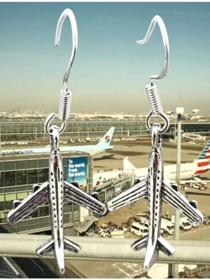 Airplane Earrings New Flight Attendant Gulfstream Aviation Travel Dangle Hooks thumbnail 9