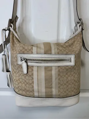 Coach Beige Signature Stripe Crossbody Bag thumbnail 9
