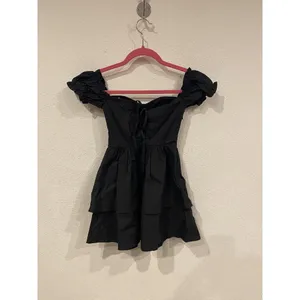 Peppermayo Ready Or Not Corset Mini Dress Womens 0 Black Puff Sleeve Ruffle thumbnail 5