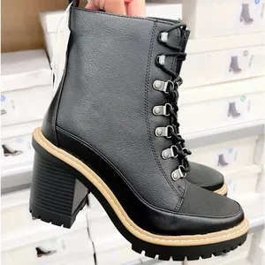 Lace up ,Block heeled boots Black Size 11 thumbnail 1