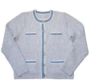 NWT J.Crew Marled Sweater Lady Jacket in Lilac Seascape White Cardigan M thumbnail 1