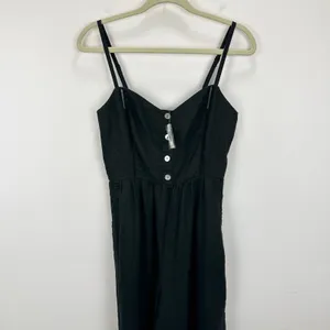 Madewell Sleeveless Wide Leg Jumpsuit 100% Linen Black Pockets Flowy US 12 NWT thumbnail 9