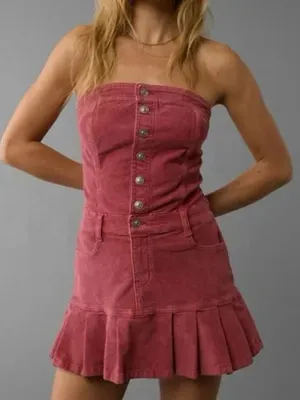 American Eagle AE Women's Strapless Cord Mini Dress size 10 thumbnail 1