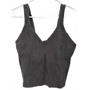 Mango Cotton V-Neck Tank Strap Top Choco Charcoal NWT Teens Medium thumbnail 3