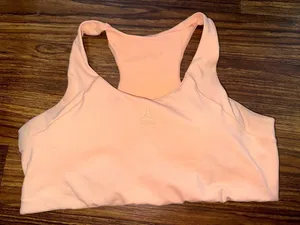 Reebok Lux Peached Longline Sports Bra in Peach thumbnail 1