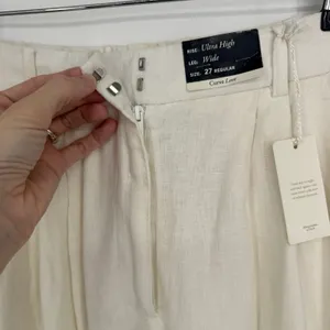 Abercrombie & Fitch Sloane Tailored Pant 27 Cream Linen Blend Quiet Luxury thumbnail 7