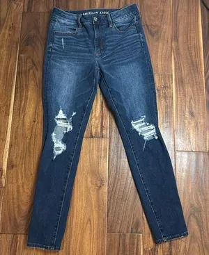 American Eagle distressed skinny jeans. thumbnail 1