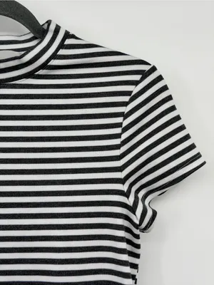 Free People Beach On‎ The Line Ponte Dress Small Gray White Stripe Mini thumbnail 5
