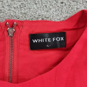 White Fox Cutout Ring Dress Womens L Red Sleeveless Mini Fit & Flare Ruffle Hem thumbnail 2