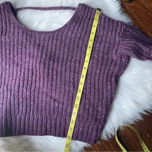 Purple Open Back Crop Sweater Size small thumbnail 4