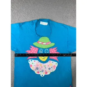 Vtg Clown Kidcore‎ T Shirt M Applique Polka Dot Ribbon Tie Funky Pop Art Unisex thumbnail 12