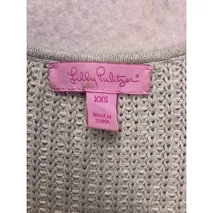 Lilly Pulitzer Sweater Tank Women‎ XXS Silver Metallic Fringe Pom Pom Knit Top thumbnail 2