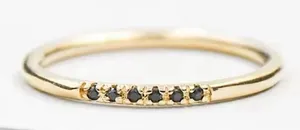 NEW 14k Gold Plated S925 Ring Black Melee Stackable Minimalist Band, Size 6‎ thumbnail 1