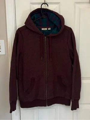 LL Bean Women’s Flannel Lined Zip Up Hooded Sweatshirt thumbnail 1