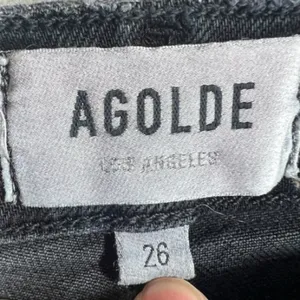 AGOLDE Toni‎ Mid Rise Straight Leg Jeans Black Distressed Hem Size 26 A133D-3002 thumbnail 3