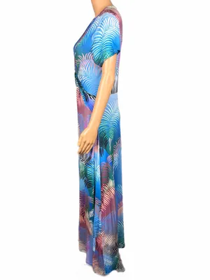 SOFT SURROUNDINGS Anya Ombré Palm Twist Front Maxi Dress Stretch Size Small thumbnail 6