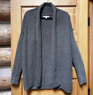 Banana Republic Women's Small Gray Wool Blend Open Cardigan Sweater Chunky Knit thumbnail 1