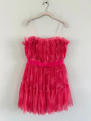 NWT‎ Dress The Population Petra Raspberry Multi Pink Strapless Tulle Mini Dress thumbnail 3
