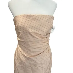 Kay Unger NWT Silk Strapless Ruched Blush Pinstripe Cocktail Dress Size 6 thumbnail 3