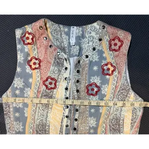 Mural Arts Embroidered Studded Boho Vest Womens Small Festival Hippie Patchwork thumbnail 3