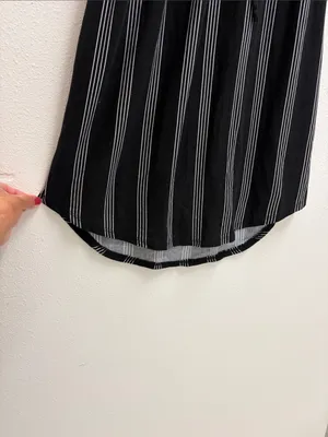 Derek Heart Maternity Black and White Vertical-Stripe Drawstring Dress Small thumbnail 6