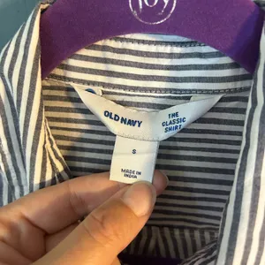 Old Navy Blue and White Striped Button Down Shirt | Women’s Size Small thumbnail 2