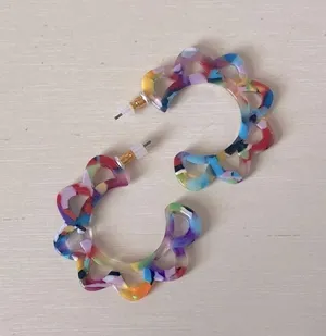 NWOT Altar d’state resin multicolor flower hoop earrings thumbnail 1