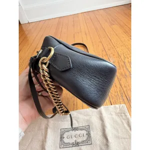 Gucci Crossbody Bag Womens Small Black Leather GG Marmont Camera Made In Italy thumbnail 5