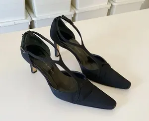 Vintage 90s Strappy Pointed Toe Heels Black Size 6 thumbnail 1