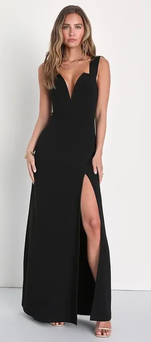 NWT Lulus Daring Elegance Black Sleeveless Mermaid Maxi Dress Holiday Party Sz M thumbnail 1