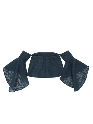 NWT C/MEO Collective Textured Lace Off Cold Shoulder Bell Sleeve Top S thumbnail 6