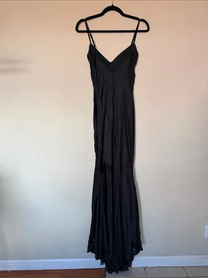House of CB Anastelle Black hand-beaded embellished satin Maxi Dress size XS NWO thumbnail 8