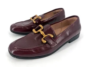Time and Tru Loafers Women Size 6 Burgundy Gold Bit Hardware Preppy Old Money thumbnail 1