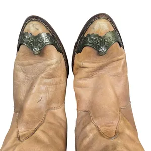 Endicott Johnson Vintage Tan Leather Western Cowgirl Boots Metal Accents 8.5B thumbnail 7