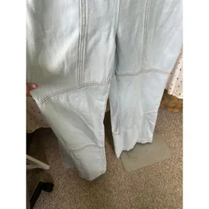 Free People 70s 100% Cotton Light Wash Wide Leg Denim Overalls Jumpsuit 27 thumbnail 5