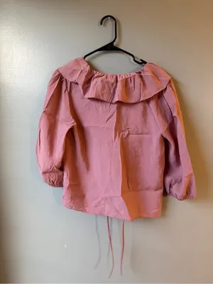 F&F NWT Ruffle Tie Front Blouse Romantic Boho Cottagecore Pink Top thumbnail 7