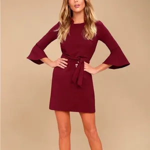 Lulus Last Love Song Tie-Waist Dress in Burgundy Size‎ Small thumbnail 9