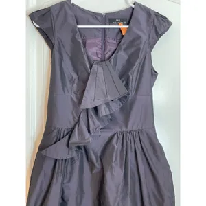 Cue Australia Cocktail Dress Size X-Small Black Matte Satin Ruffles Coquette thumbnail 3