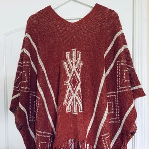Women's Unique Boho Tribal Aztec Poncho Shawl Cardigan thumbnail 6