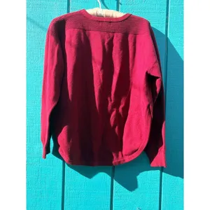Kenneth Green Burgundy Ribbed Shoulder Crewneck Sweater XL‎ Relaxed High Low Hem thumbnail 3