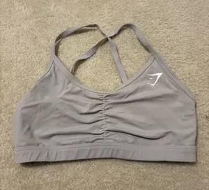 Gymshark Gray Ruched Strappy Sports Bra thumbnail 1