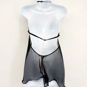 NWT‎ Victoria's Secret Womens Black Lace Sheer Mesh Whimsigoth Babydoll Top M thumbnail 9