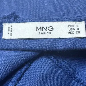 Mango MNG Basics Blue Linen Blend Button Front Romper‎ Tie Waist Women Size 4 S thumbnail 8