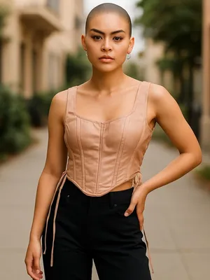 Halfheart Side Lace Up Bustier Crop Going Out Top Sexy Renaissance Feminine M thumbnail 1
